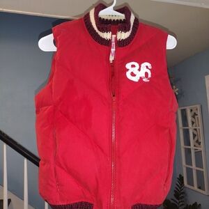 Victoria's Secret Red Varsity Women's Quilted Puffer Vest